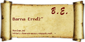 Barna Ernő névjegykártya